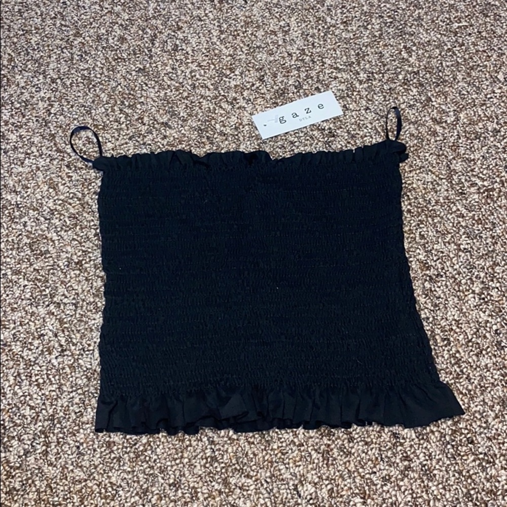 Black cropped tube top